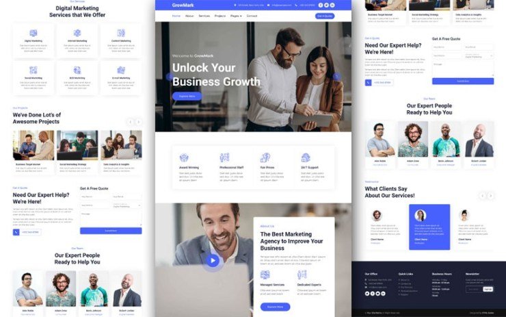 GrowMark Digital Marketing HTML Template