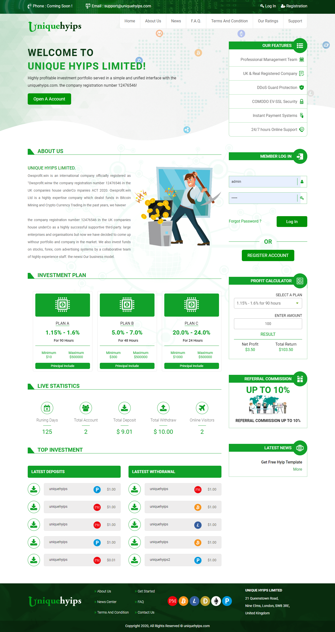 ZCL 12 GC Custom HYIP Template